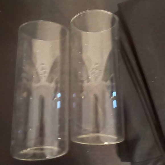Pair Clear Glass, Straight Cylinder Hurricane Candleholders/Floral Vases (141) - Picture 1 of 1